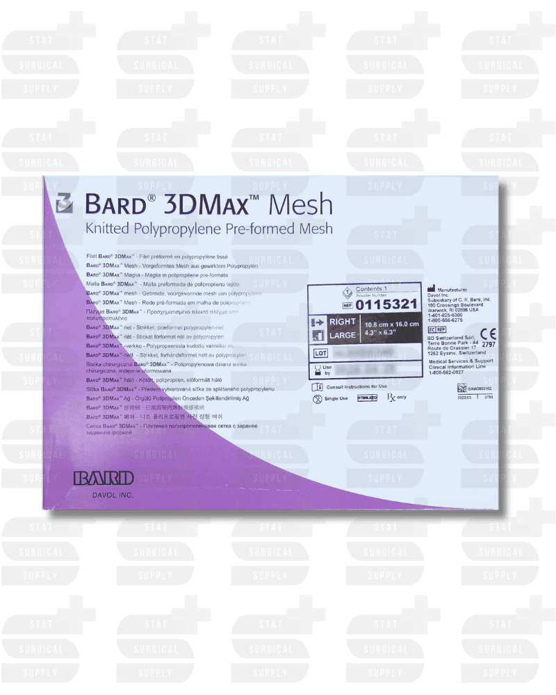 BARD 0115321 - 3DMax™ Mesh, Large Right, 10.8 cm x 16.0 cm (4 in x 6 in) BARD 0115321 - Professional Surgical supplies product for healthcare facilities