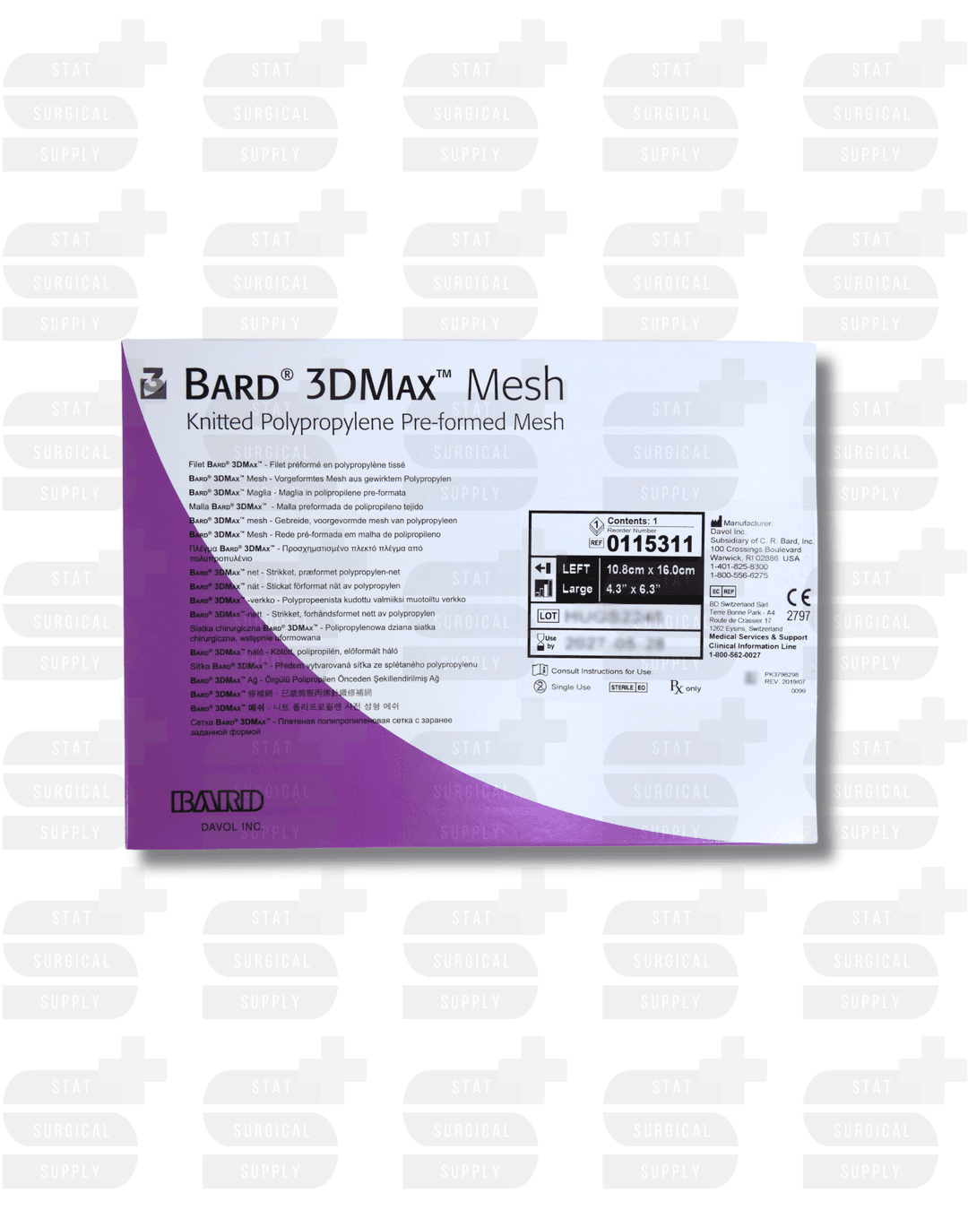 BARD 0115311 - 3DMax™ Mesh, Large Left, 10.8 cm x 16.0 cm (4 in x 6 in) BARD 0115311 - Professional Surgical supplies product for healthcare facilities